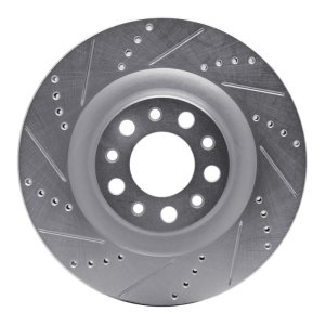Alfa Romeo Stelvio Brake Rotor (1) - Rear Left - R1 Concepts - Drilled & Slotted - Silver - `17-`25